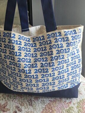 Barrack Obama Unionwear Canvas Tote Bag with Blue 2012 Print